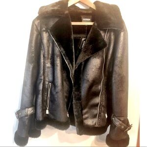 RARE EXPRESS MOTO JACKET M |  Faux Fur Express Coat M | Vintage Express | NWT